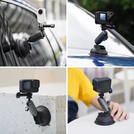 TELESIN Aluminum Alloy Camera Suction Cup Mount With Phone Clip TELESIN Aluminum Alloy Camera Suction Cup Mount With Phone Clip