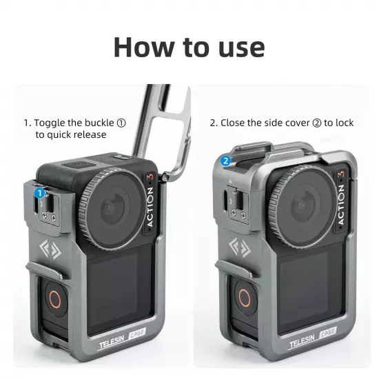 TELESIN Metal Rabbit Cage Frame for DJI ACTION 3/4