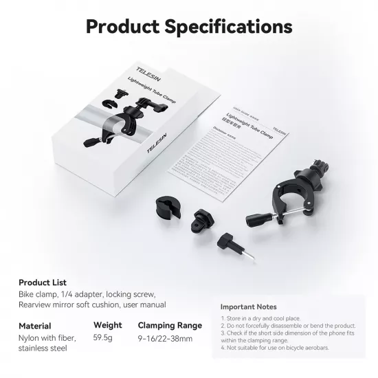 TELESIN Bike Handlebar Clamp Mount TELESIN Bike Handlebar Clamp Mount