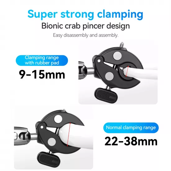 TELESIN Double-headed Crab Clamp Bike/Moto Pipe Clamp