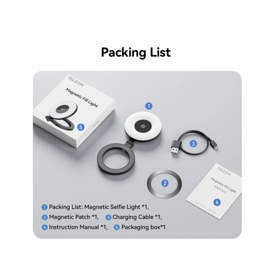 TELESIN Magnetic Rechargeable Fill Light for Phones
