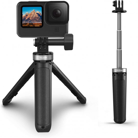 TELESIN Mini Desk Tripod/Selfie Stick for GoPro & Most Action Cameras
