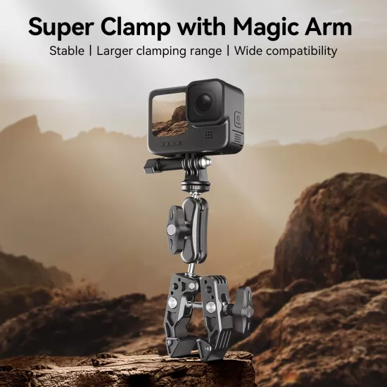 TELESIN Multifunction Crab Clamp with 2.3" Ball Head Arm