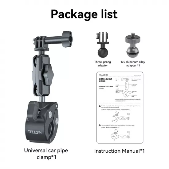 TELESIN Plastic Universal Handlebar Mount Tube Clamp TELESIN Plastic Universal Handlebar Mount Tube Clamp
