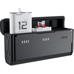TELESIN Pocket-Size 3-Slot Charger Box &amp; 2 Stamina Batteries Kit for GoPro HERO 9/10/11/12