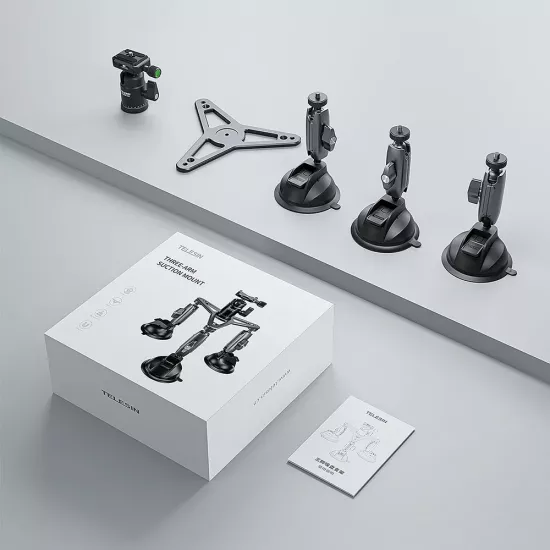 TELESIN Three-Arm Suction Mount