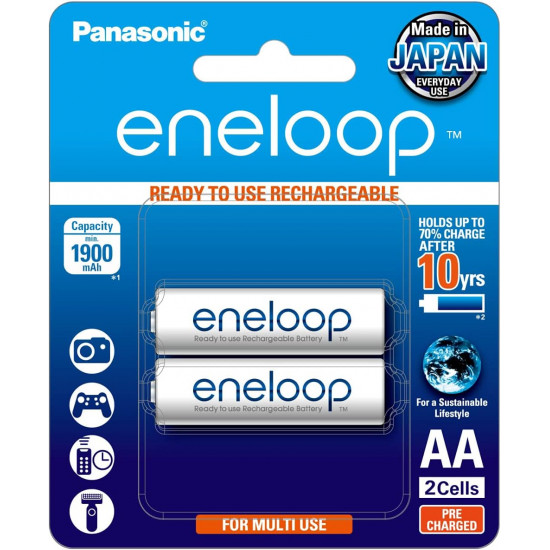 Panasonic Eneloop AA 1900mAh Rechargeable Batteries 2 Pack
