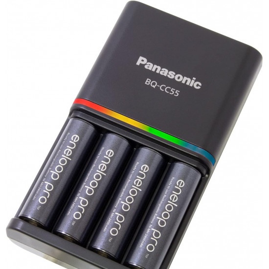 Panasonic Eneloop Pro Charger With 4 Batteries 2450mAh Rechargeable