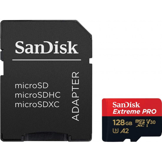 Sandisk Extreme Pro 128GB MicroSDXC 200MB/s Memory Card with SD Adapter
