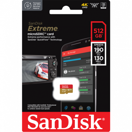 Sandisk Extreme 512GB MicroSDXC 190MB/s Memory Card