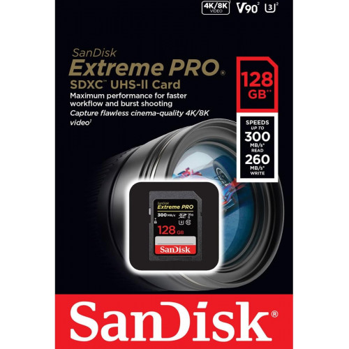 SanDisk 128GB Extreme PRO UHS-II SDXC 300 MB/s Memory Card