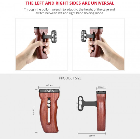 Universal Camera Cage Wooden Handle Left/Right Side Hand Grip Universal Camera Cage Wooden Handle Left/Right Side Hand Grip