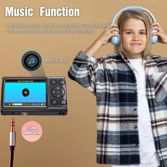 Digital Camera 64MP Video Camera with 18x Digital Zoom Auto-Focus 2.8" IPS Screen (Black)