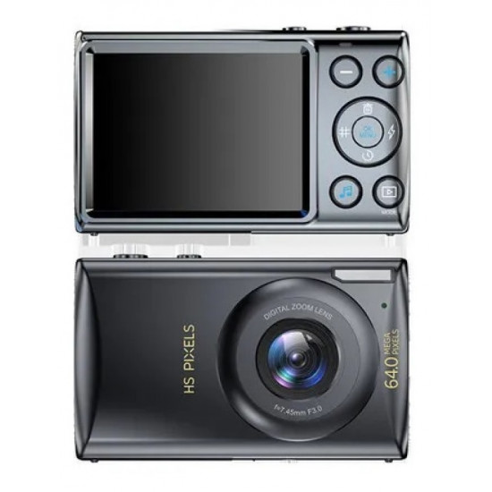 Digital Camera 64MP Video Camera with 18x Digital Zoom Auto-Focus 2.8" IPS Screen (Black)