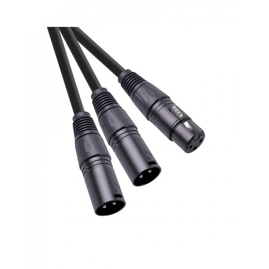 XLR Female to Dual XLR Male 3 Pin Patch Y Cable Balanced Microphone Splitter Cord 50cm