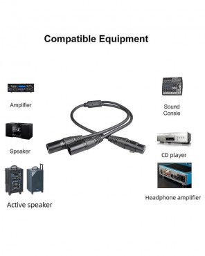 XLR Female to Dual XLR Male 3 Pin Patch Y Cable Balanced Microphone Splitter Cord 50cm XLR Female to Dual XLR Male 3 Pin Patch Y Cable Balanced Microphone Splitter Cord 50cm