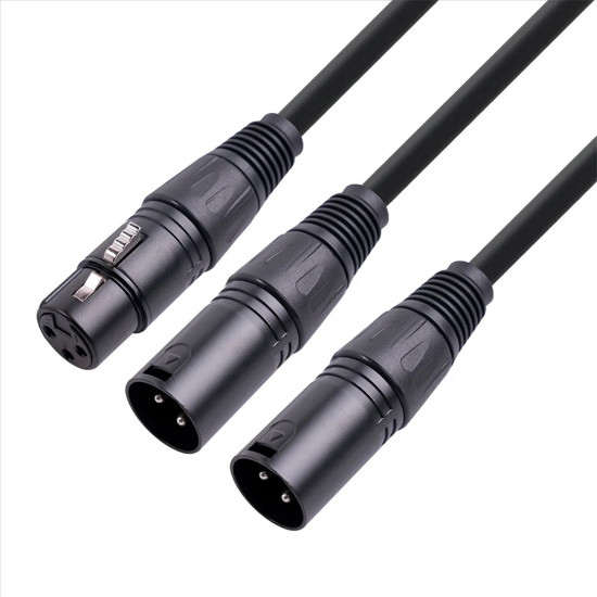 XLR Female to Dual XLR Male 3 Pin Patch Y Cable Balanced Microphone Splitter Cord 50cm