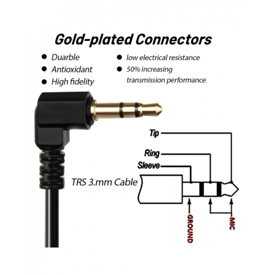 TRS-to-TRS 3.5mm Adapter Microphone Patch Cable 40cm TRS-to-TRS 3.5mm Adapter Microphone Patch Cable 40cm