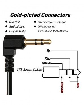 TRS-to-TRS 3.5mm Adapter Microphone Patch Cable 40cm TRS-to-TRS 3.5mm Adapter Microphone Patch Cable 40cm