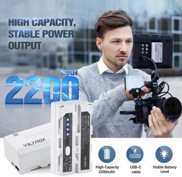 VILTROX NP-F550 Battery 2200mah with USB-C Charging Port