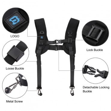 PULUZ Quick Release Double Shoulder Harness Soft Pad Decompression Foam Strap Belt