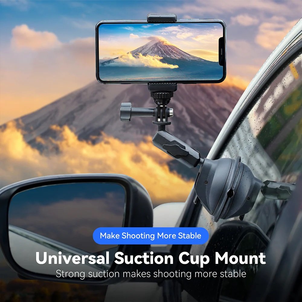 TELESIN Upgraded General Suction Cup Mount With Phone Clip