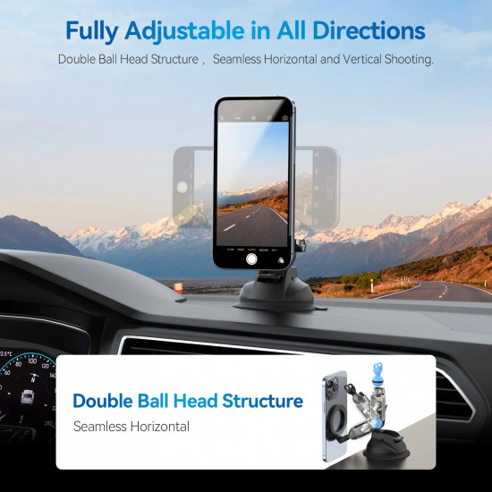 TELESIN Suction Cup Magnetic Phone Mount Holder Smartphone Magsafe