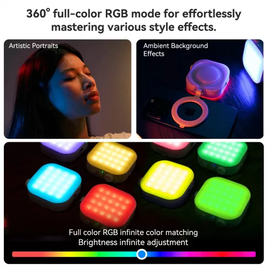 TELESIN RGB Light Mobile Phone Magnetic Ice Cube Lamp