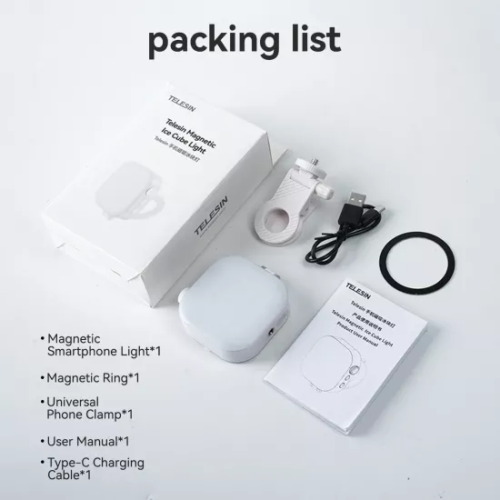 TELESIN RGB Light Mobile Phone Magnetic Ice Cube Lamp