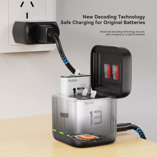 TELESIN Retractable Charging Box for GoPro Hero 13
