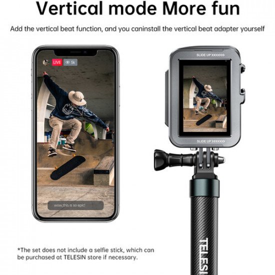 TELESIN Aluminum Cage with Vertical Frame for GoPro HERO 13/12/11/10/9