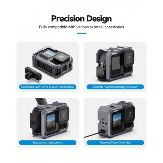 TELESIN Metal Cage Sport Extension New Upgrade for Gopro Hero 13/12/11/10/9 TELESIN Metal Cage Sport Extension New Upgrade for Gopro Hero 13/12/11/10/9