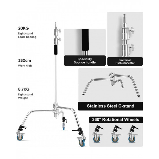 NiceFoto Y660IIB C-Light Stand with Casters