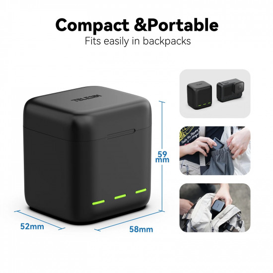 TELESIN Charging Case With 2 Batteries for Hero 12/11/10/9