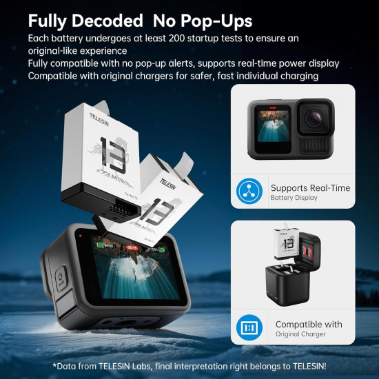 TELESIN 1950mAh Stamina Battery for GoPro Hero 13 TELESIN 1950mAh Stamina Battery for GoPro Hero 13