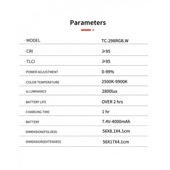 NiceFoto TC-298RGB.W RGB 20W Handheld LED Light Wand with Barndoor