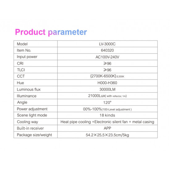 NiceFoto LV-3000C RGBWW Color 300W LED Video Light NiceFoto LV-3000C RGBWW Color 300W LED Video Light