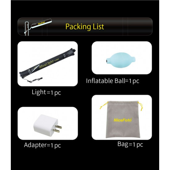 NiceFoto AT-200AU 20W Portable Air Tube Bi-Color LED Light