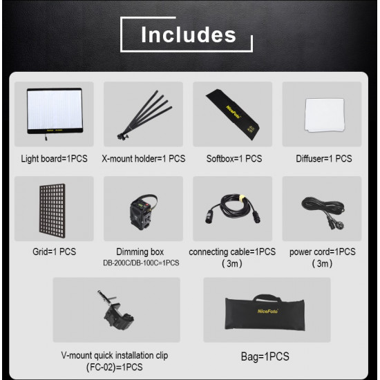 NiceFoto VB-2000C RGB Folding Fabric LED Light