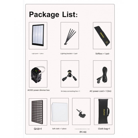 NiceFoto VB-2000A Bi-Color Folding Fabric LED Light