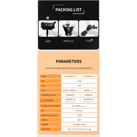 NiceFoto HC-6000A.Pro 600W Bi-Color COB LED Video Light NiceFoto HC-6000A.Pro 600W Bi-Color COB LED Video Light