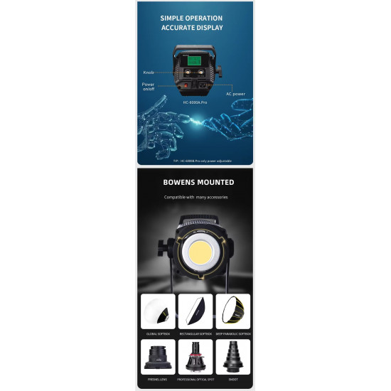 NiceFoto HC-6000A.Pro 600W Bi-Color COB LED Video Light NiceFoto HC-6000A.Pro 600W Bi-Color COB LED Video Light