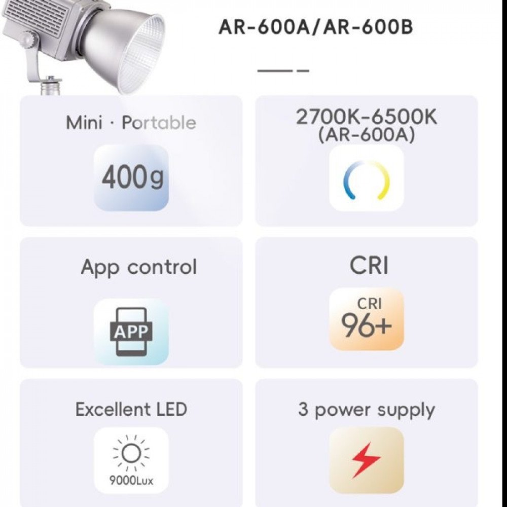 NiceFoto AR-600A Bi-Color Mini Portable LED Video Light Photography Fill Light