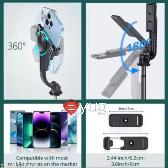 Selfie Stick R1-L with Tripod Stand 67 Inch Long with 7 Section Stable Base Bluetooth Remote