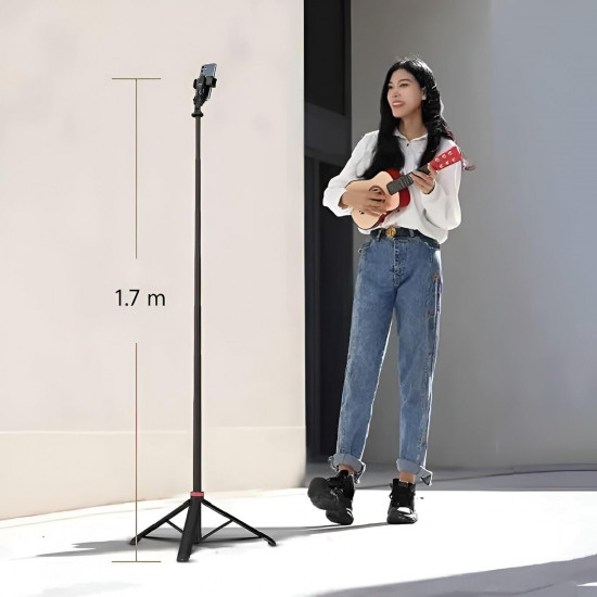 Selfie Stick R1-L with Tripod Stand 67 Inch Long with 7 Section Stable Base Bluetooth Remote
