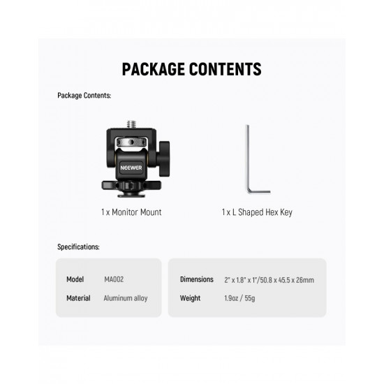 NEEWER MA002 Field Monitor Holder with Cold Shoe Mount
