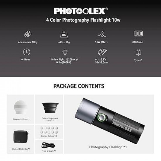 PHOTOOLEX x AMBITFUL 10W Flash Light Photography Spotlight Four Colors PHOTOOLEX x AMBITFUL 10W Flash Light Photography Spotlight Four Colors
