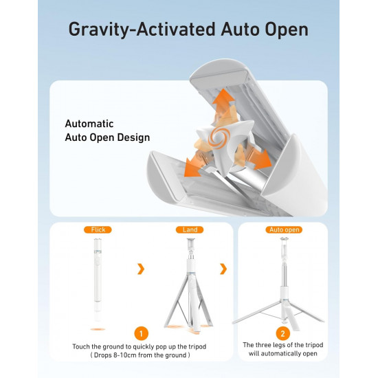 TELESIN 70" Phone Tripod Stand Gravity-Activated Auto-Open Selfie Stick TELESIN 70" Phone Tripod Stand Gravity-Activated Auto-Open Selfie Stick