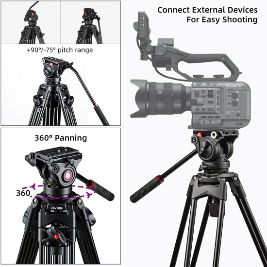 Viltrox VX-18M Heavy-Duty Video Tripod with VT-01 Fluid Viltrox VX-18M Heavy-Duty Video Tripod with VT-01 Fluid