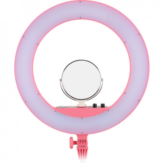 Godox LR160 Pink Led Ring Light with Make Up Mirror Bi-color 3300-8000K 18W Video Selfie Makeup Fill Lighting Live Shooting Godox LR160 Pink Led Ring Light with Make Up Mirror Bi-color 3300-8000K 18W Video Selfie Makeup Fill Lighting Live Shooting